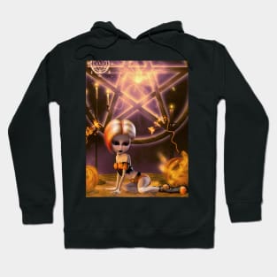 Little girl with pumpkin and candle light Hoodie